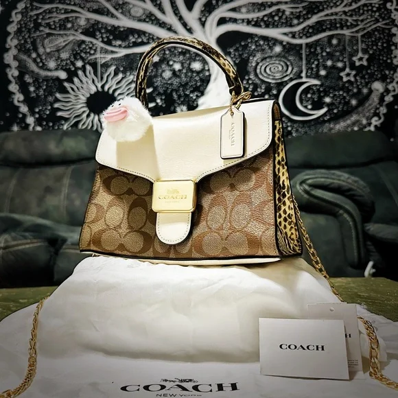 Coach Leopard and White Satchel - Picture 12 of 17